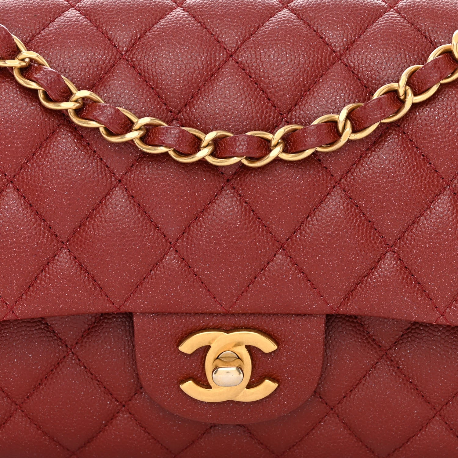 Chanel Iridescent Caviar Quilted Medium Double Flap Red 8 of 11