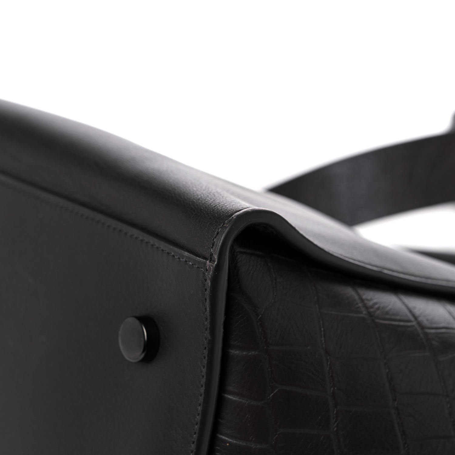 Saint Laurent Calfskin Crocodile Embossed Small Monogram Downtown Cabas Earth 9 of 20