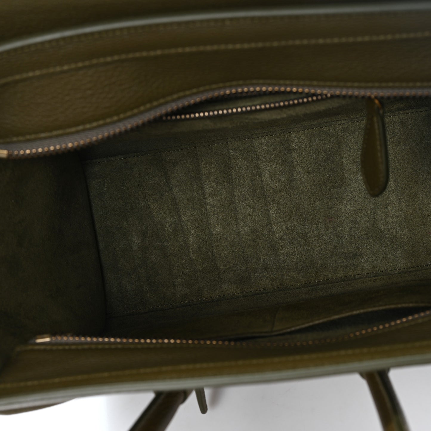 Drummed Calfskin Micro Luggage Dark Olive