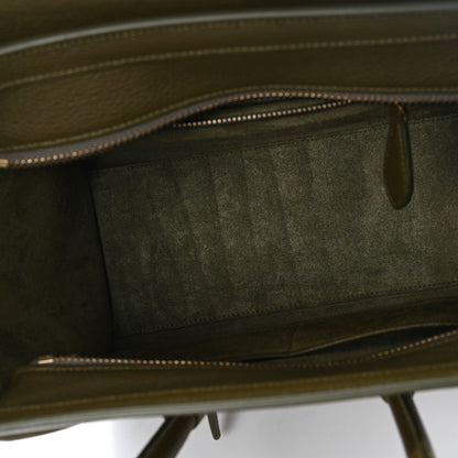 Celine Drummed Calfskin Micro Luggage Dark Olive 5 of 10
