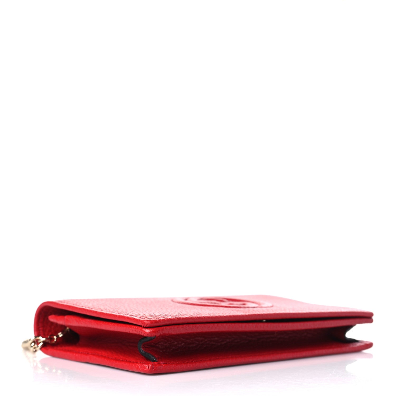 Gucci Pebbled Calfskin Soho Wallet on Chain Tabasco Red 4 of 8