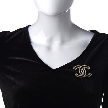 Chanel Crystal CC Brooch Gold 2 of 5