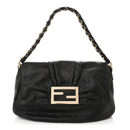 Fendi Crinkled Lambskin Mia Shoulder Flap Black 1 of 11