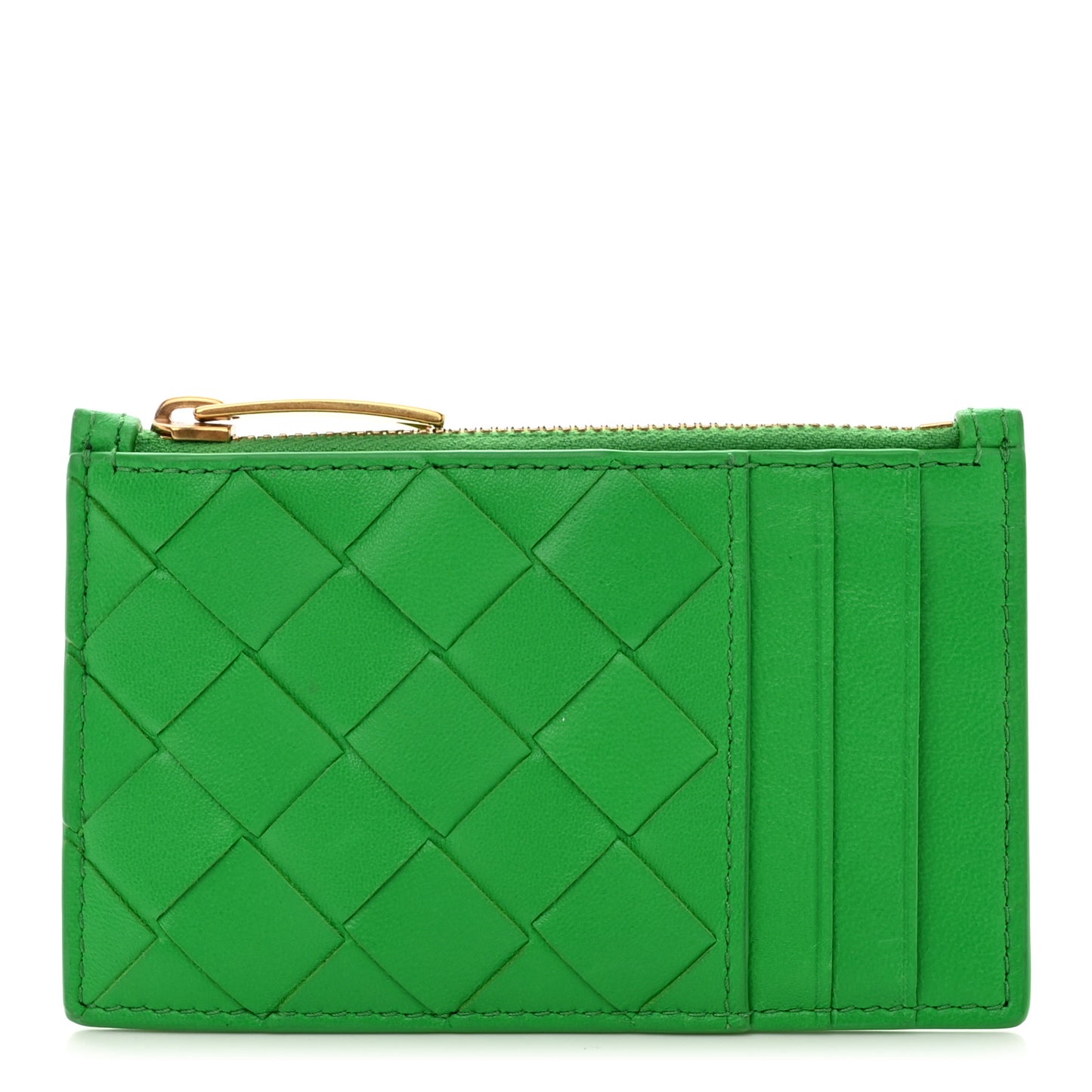 Nappa Intrecciato Zipped Card Case Parakeet