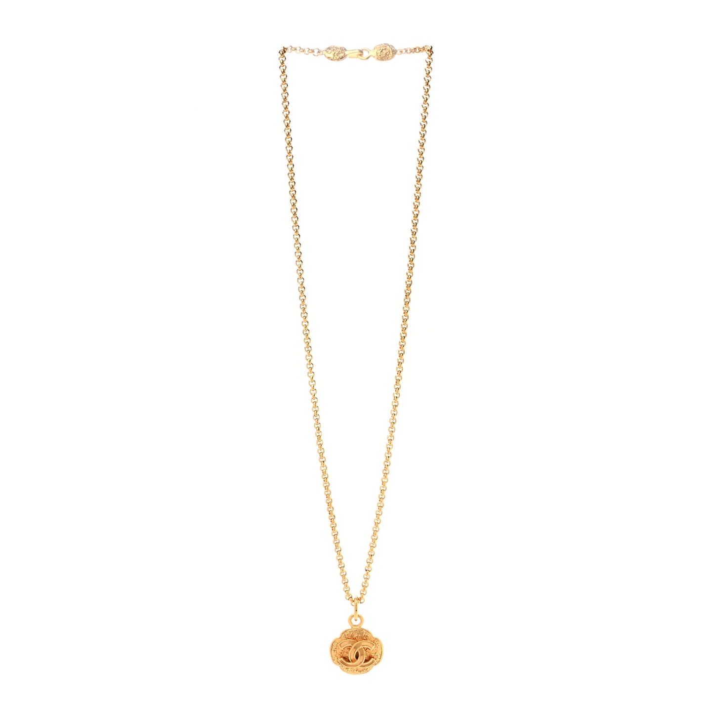 Metal CC Medallion Chain Necklace Gold