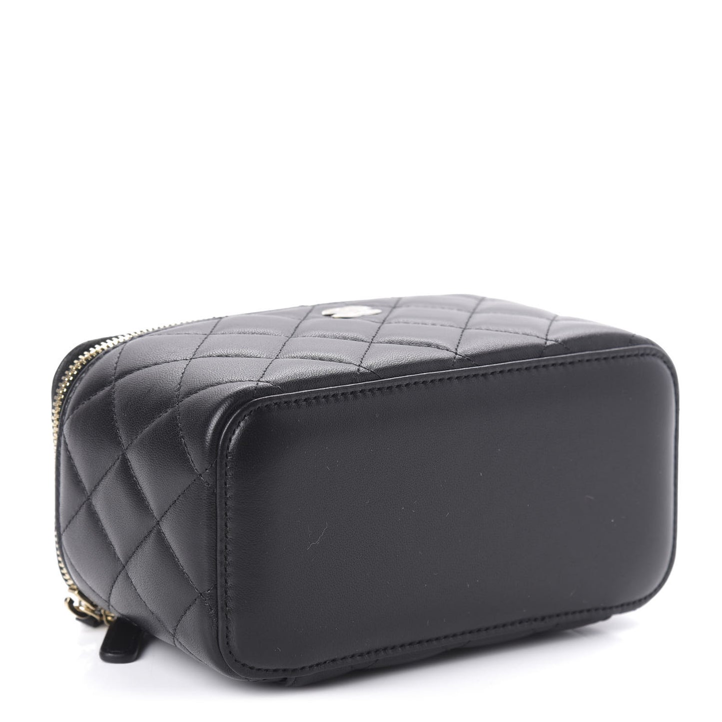 Lambskin Quilted Small Vanity Case With Chain Black