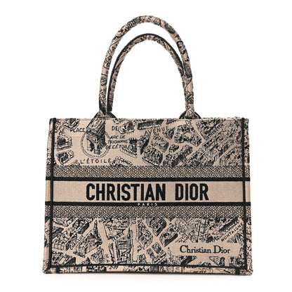 Christian Dior Canvas Embroidered Medium Plan De Paris Book Tote Beige Multi 1 of 11