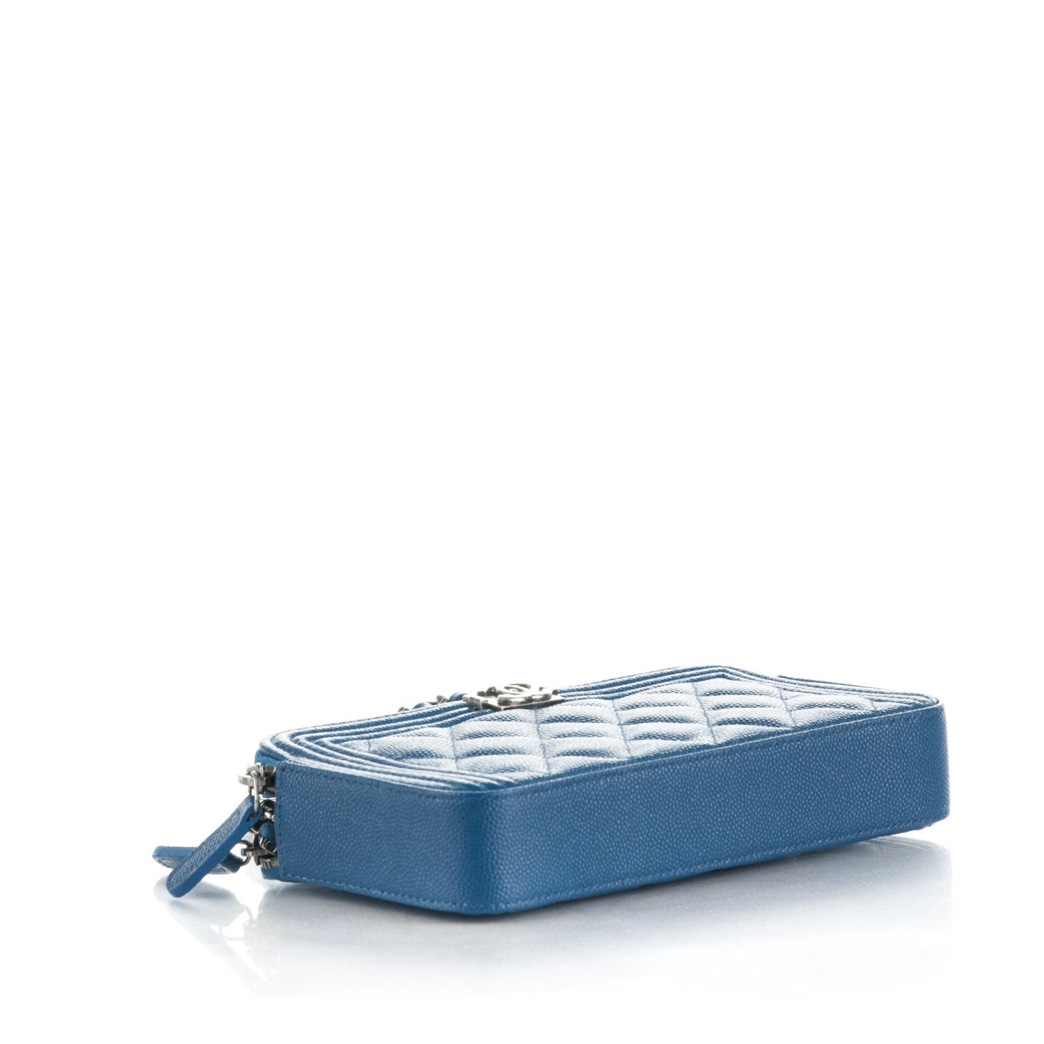 Chanel Caviar Quilted Small Boy Clutch With Chain Blue 4 of 8