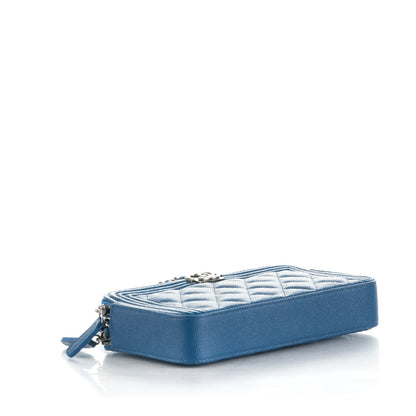 Chanel Caviar Quilted Small Boy Clutch With Chain Blue 4 of 8