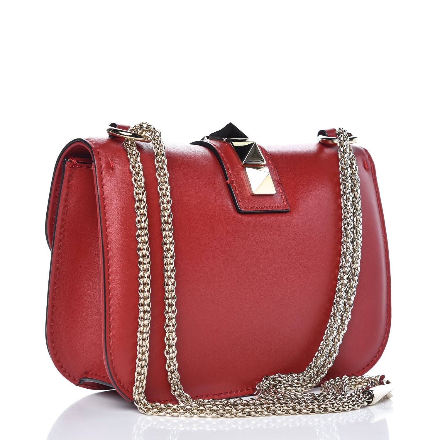 Valentino Garavani Vitello Small Glam Lock Rockstud Flap Red 3 of 7