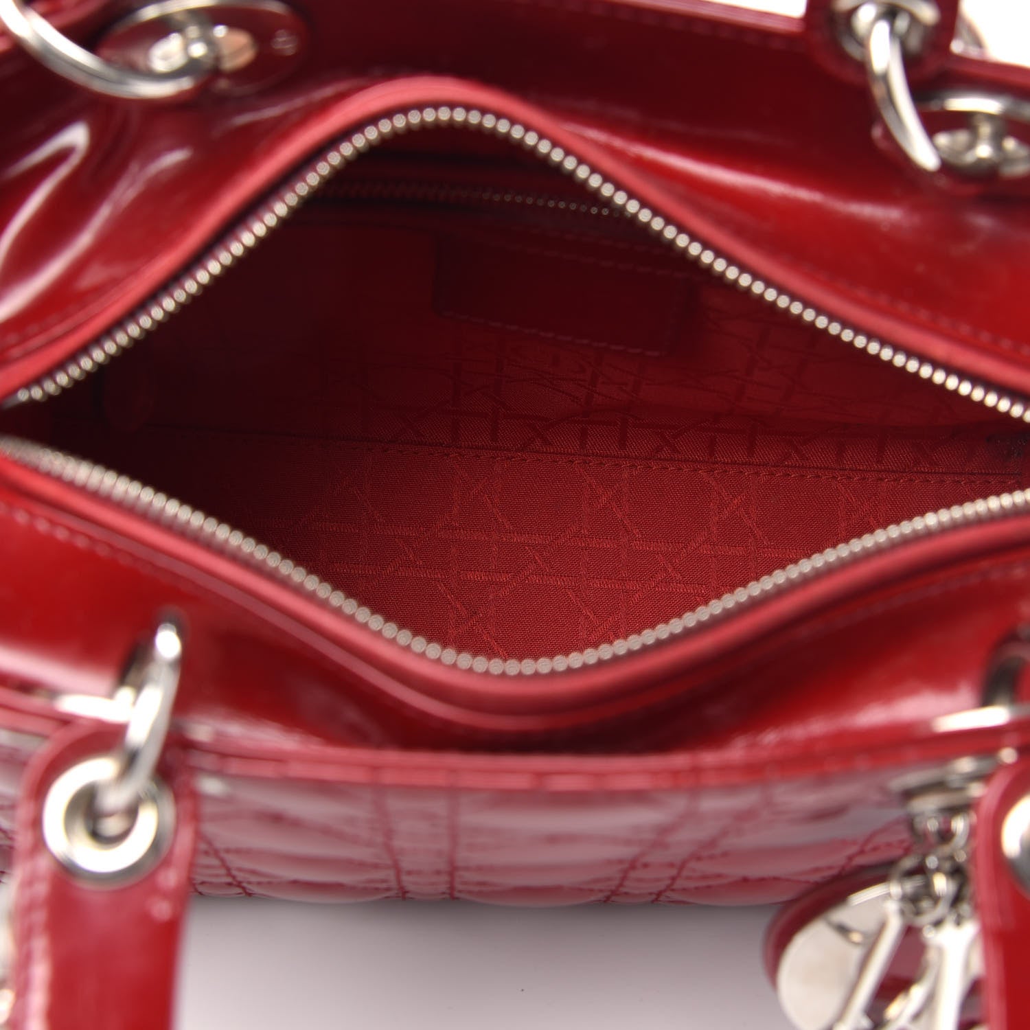 Christian Dior Patent Cannage Medium Lady Dior Red 5 of 10