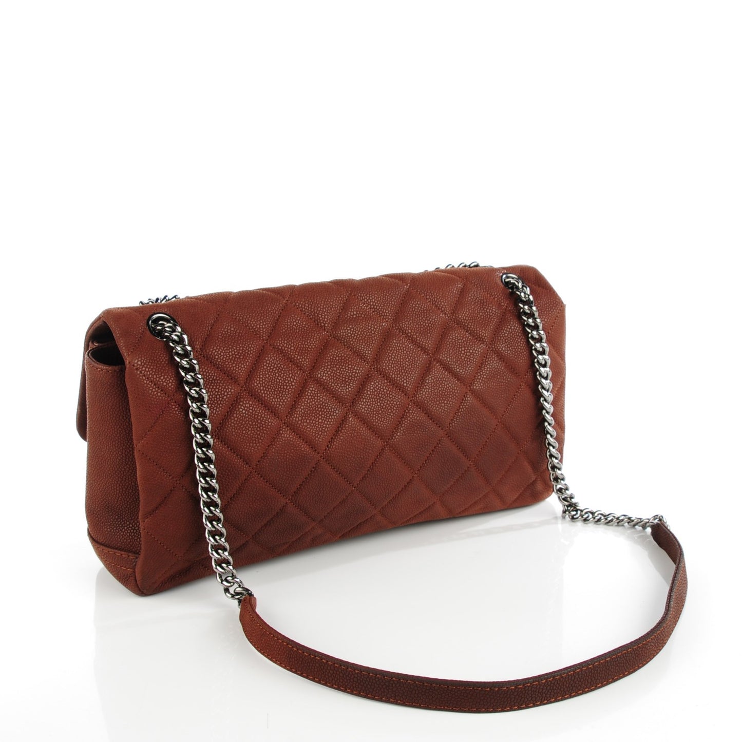 Iridescent Caviar Quilted Medium Lady Pearly Flap Brown