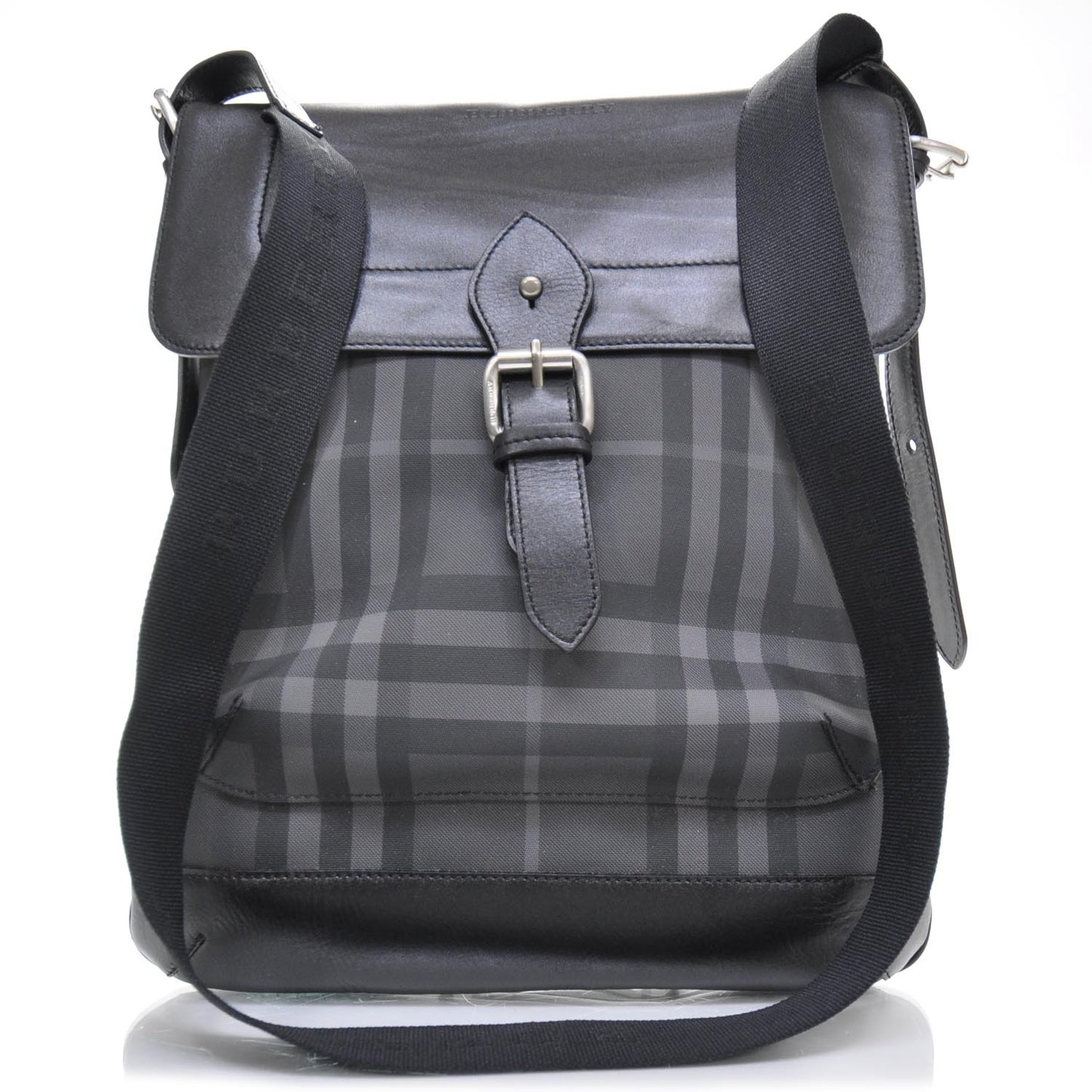 Nylon Tonal Check Messenger Bag Black
