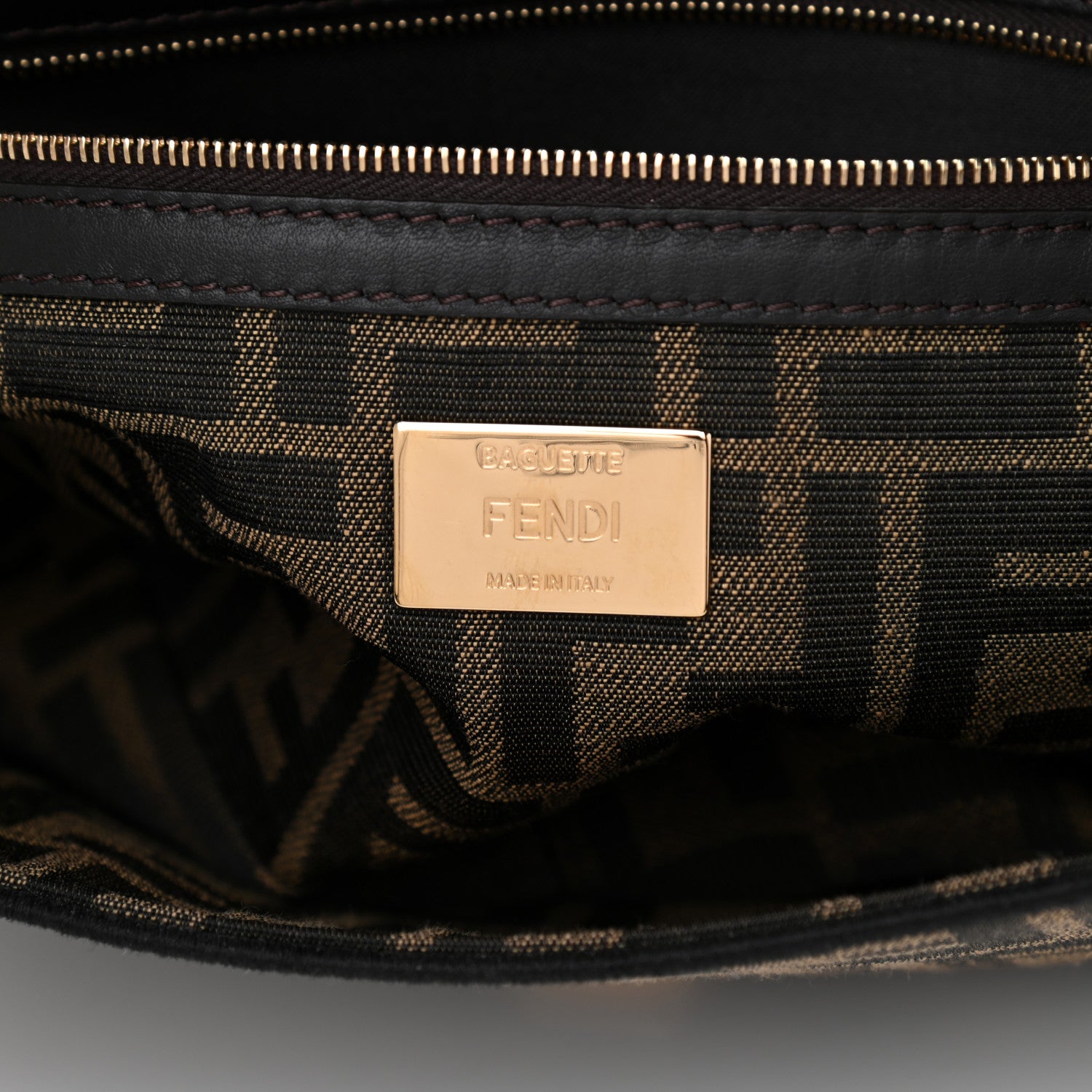 Fendi Fabric Jacquard FF 1974 Medium Baguette Tobacco Moro Black 6 of 8