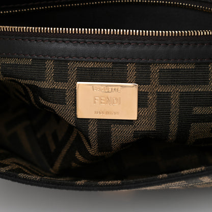 Fendi Fabric Jacquard FF 1974 Medium Baguette Tobacco Moro Black 6 of 8
