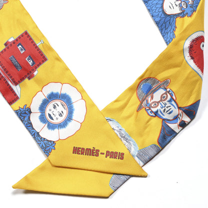 Hermes Silk Dress Code Twilly Jaune Vif Rouge White 2 of 5