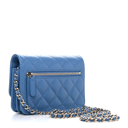 Chanel Caviar Quilted Mini Wallet On Chain WOC Blue 2 of 4