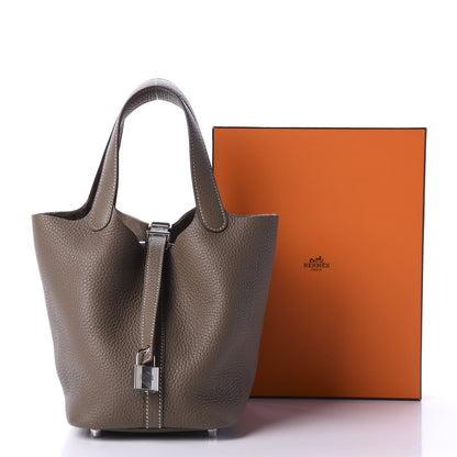 Hermes Taurillon Clemence Picotin Lock 18 PM Etoupe 11 of 11