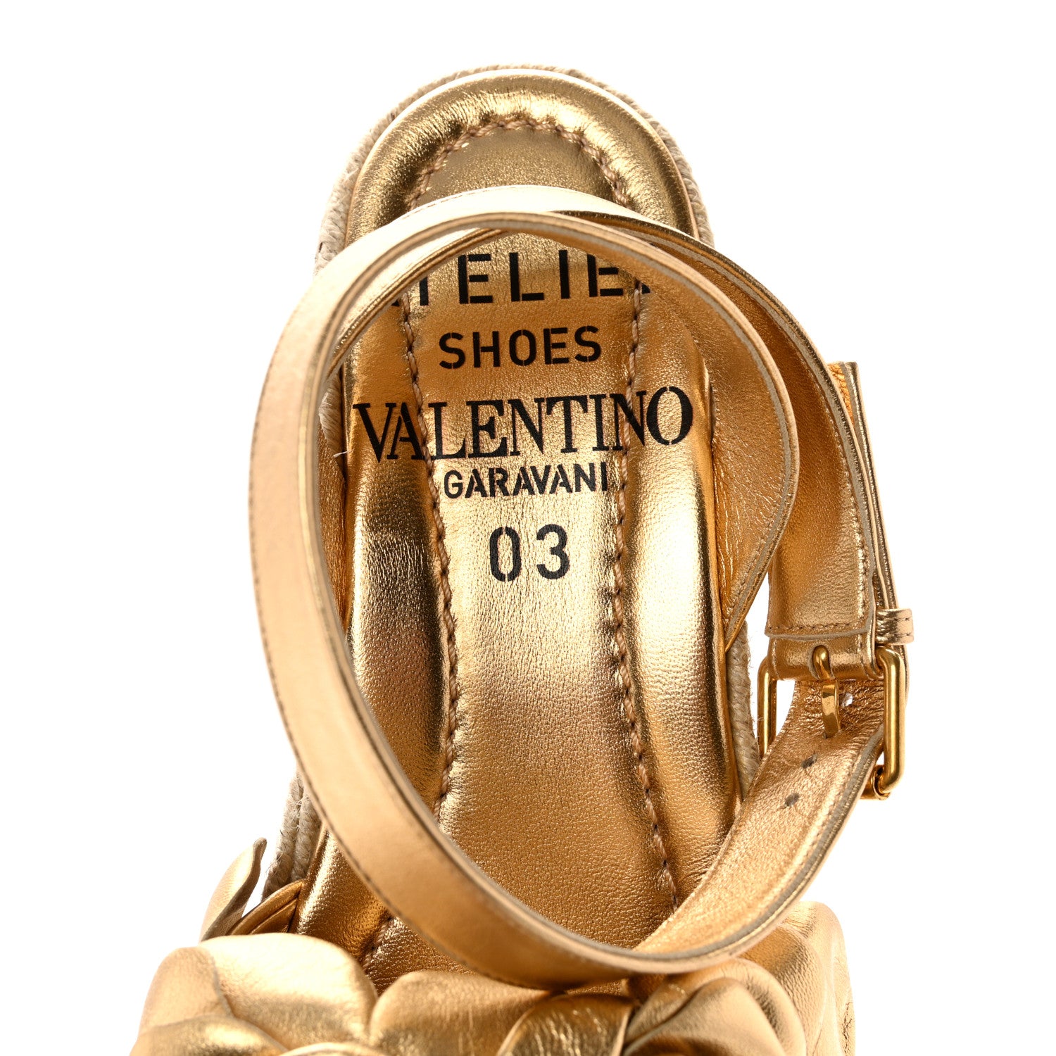Valentino Garavani Metallic Kidskin Atelier 03 Rose Edition Espadrille 45/90mm Platform Sandals 37 Antique Brass 7 of 10