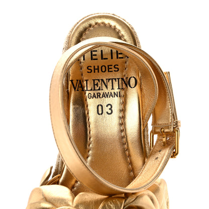 Valentino Garavani Metallic Kidskin Atelier 03 Rose Edition Espadrille 45/90mm Platform Sandals 37 Antique Brass 7 of 10