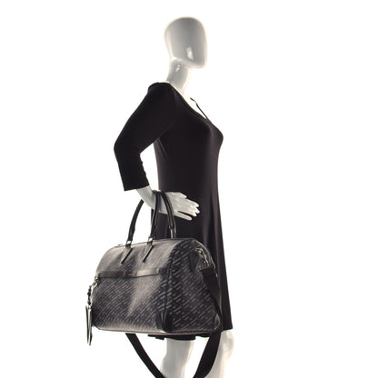 Versace Coated Canvas Calfskin La Greca Signature Travel Bag Black Grey 2 of 12