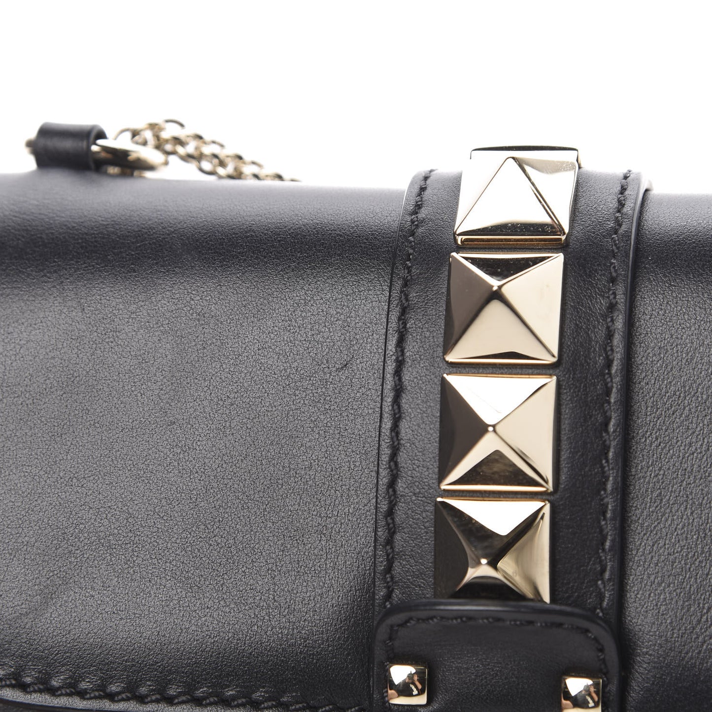 Vitello Small Glam Lock Rockstud Flap Black
