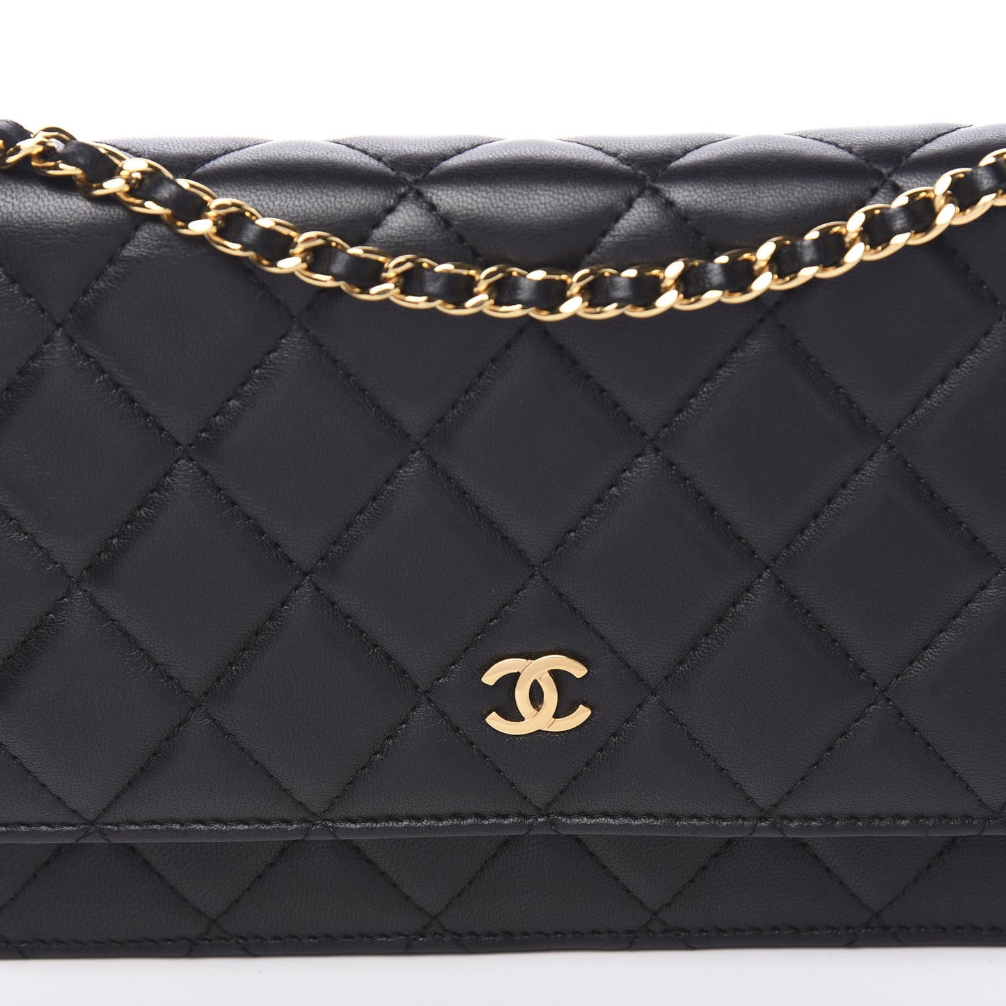 Lambskin Quilted Wallet On Chain WOC Black