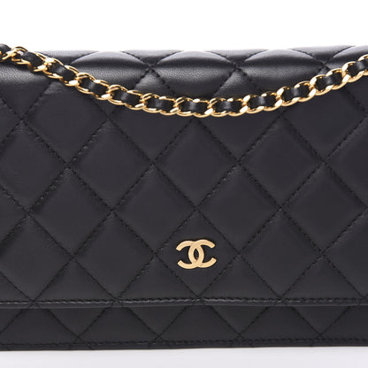 Chanel Lambskin Quilted Wallet On Chain WOC Black 10 of 12
