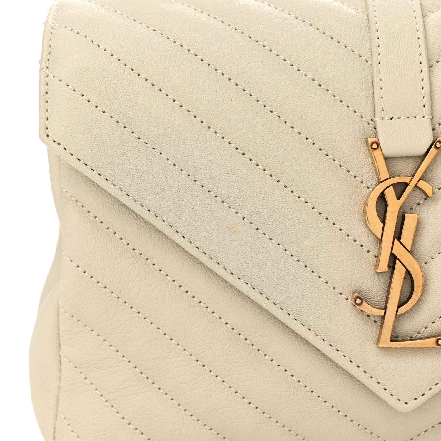 Saint Laurent Sheepskin Matelasse Chevron Monogram Medium College Bag Crema Soft 13 of 13