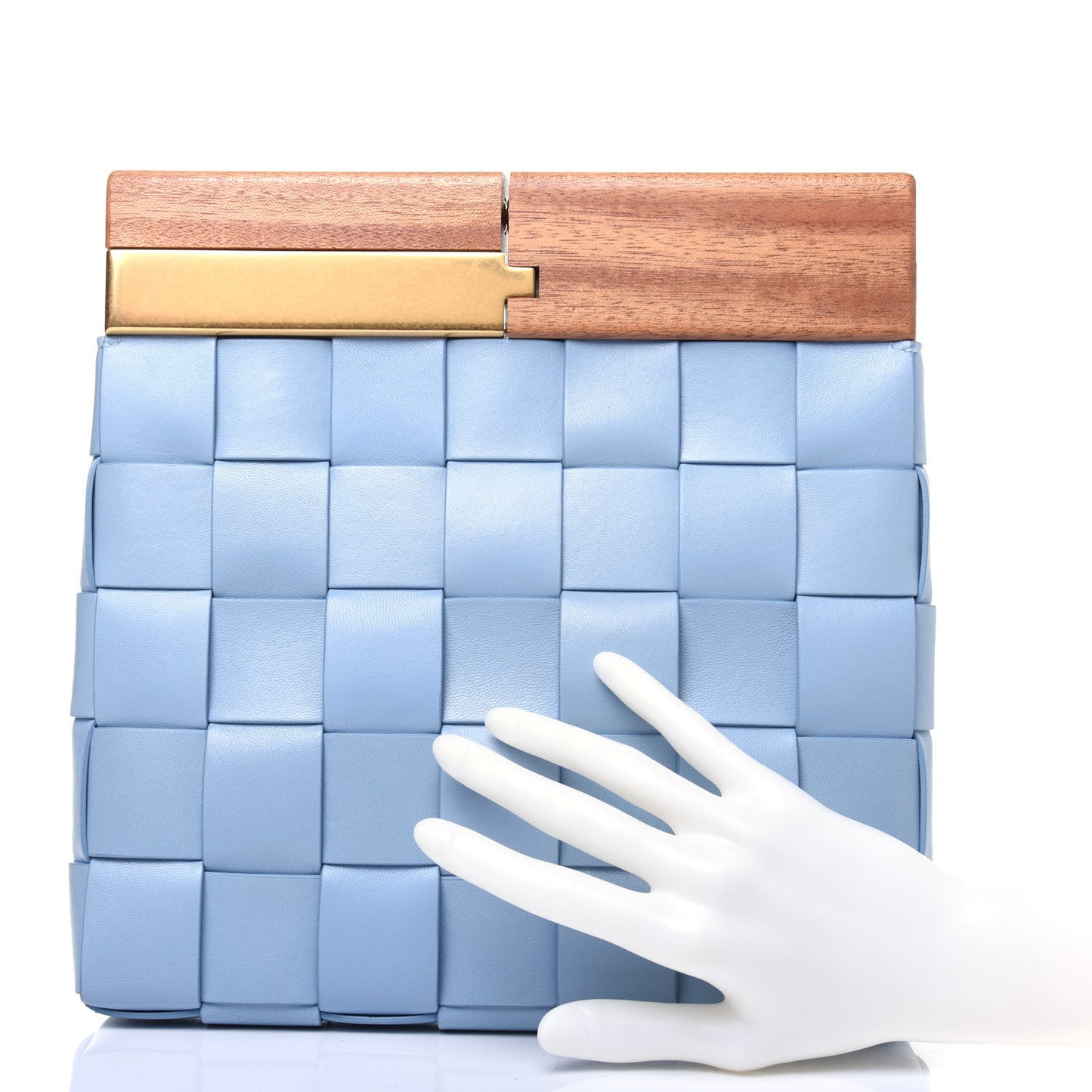 Nappa Intrecciato The Snap Clutch Ice Blue