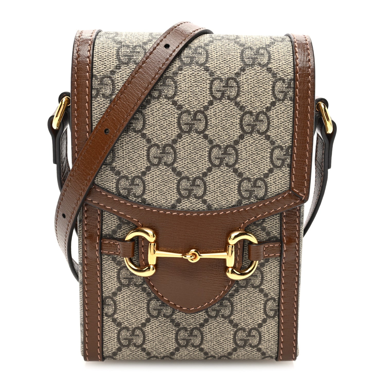 Gucci GG Supreme Monogram Mini Horsebit 1955 Crossbody Bag Beige Brown Sugar 1 of 10