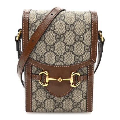 Gucci GG Supreme Monogram Mini Horsebit 1955 Crossbody Bag Beige Brown Sugar 1 of 10