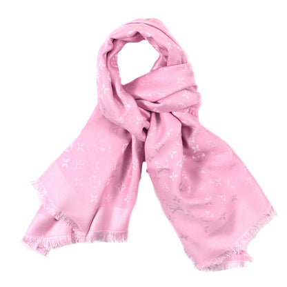 Louis Vuitton Silk Wool Monogram Shawl Velvet Rose 1 of 4