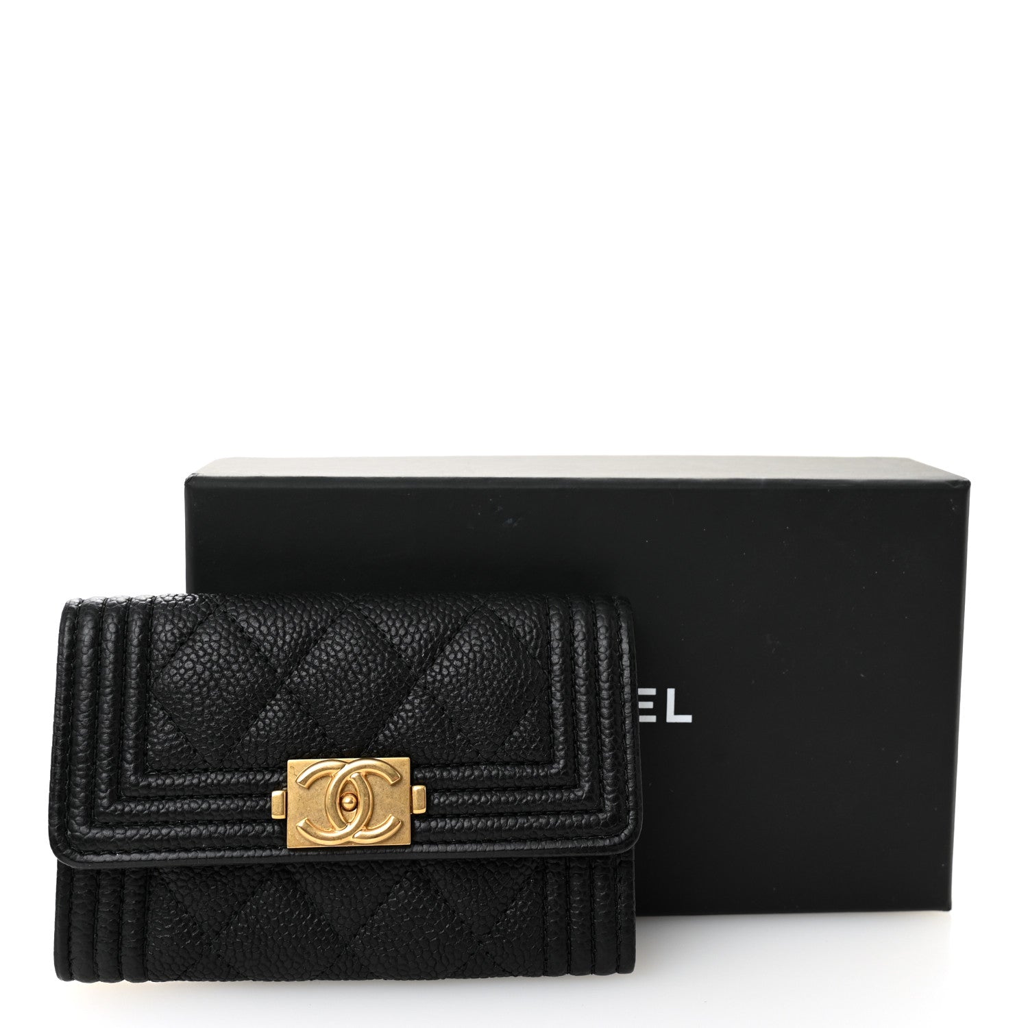 Chanel Caviar Quilted Boy Flap Card Holder Black 8 of 8