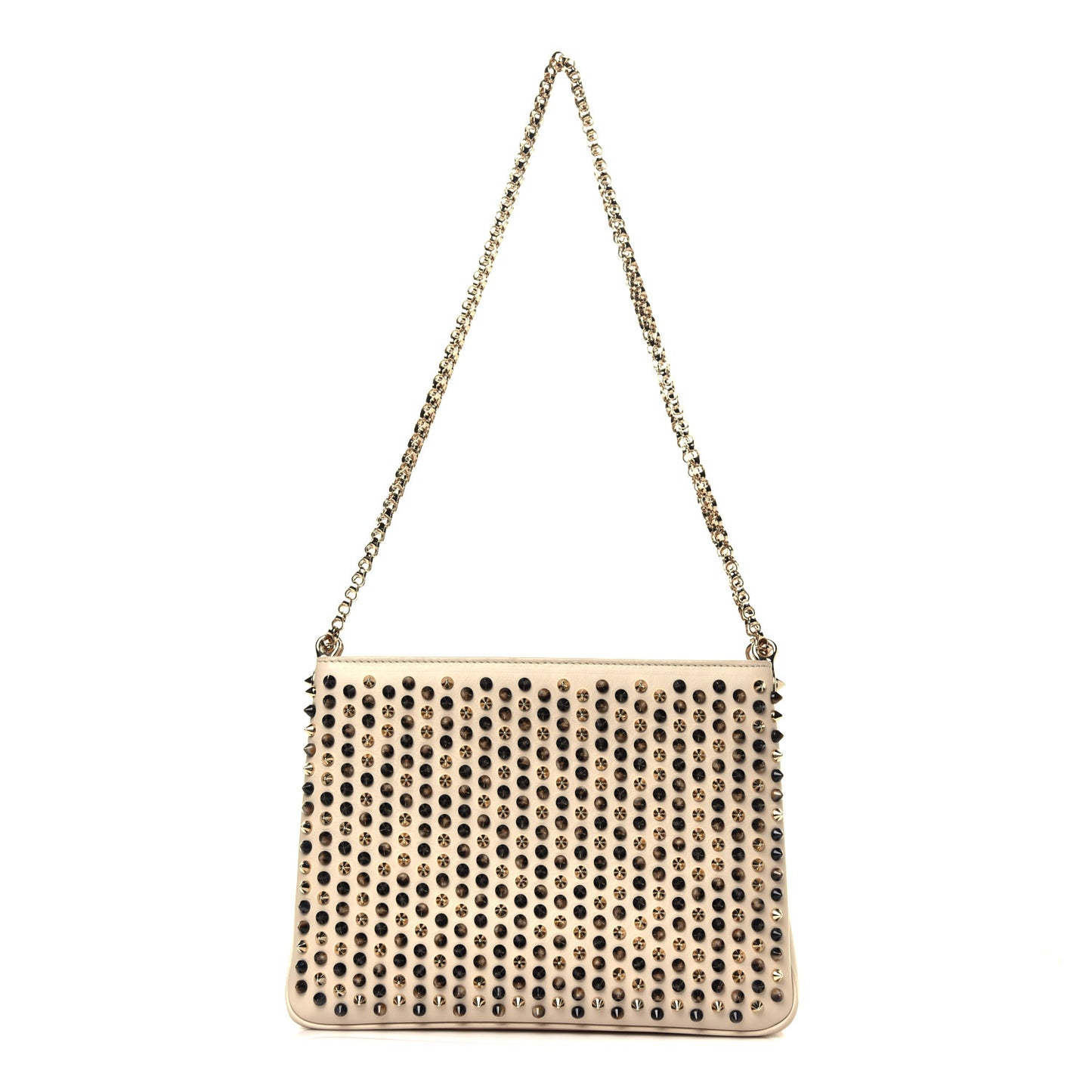 Calfskin Large Triloubi Paris Spikes Chain Bag Beige