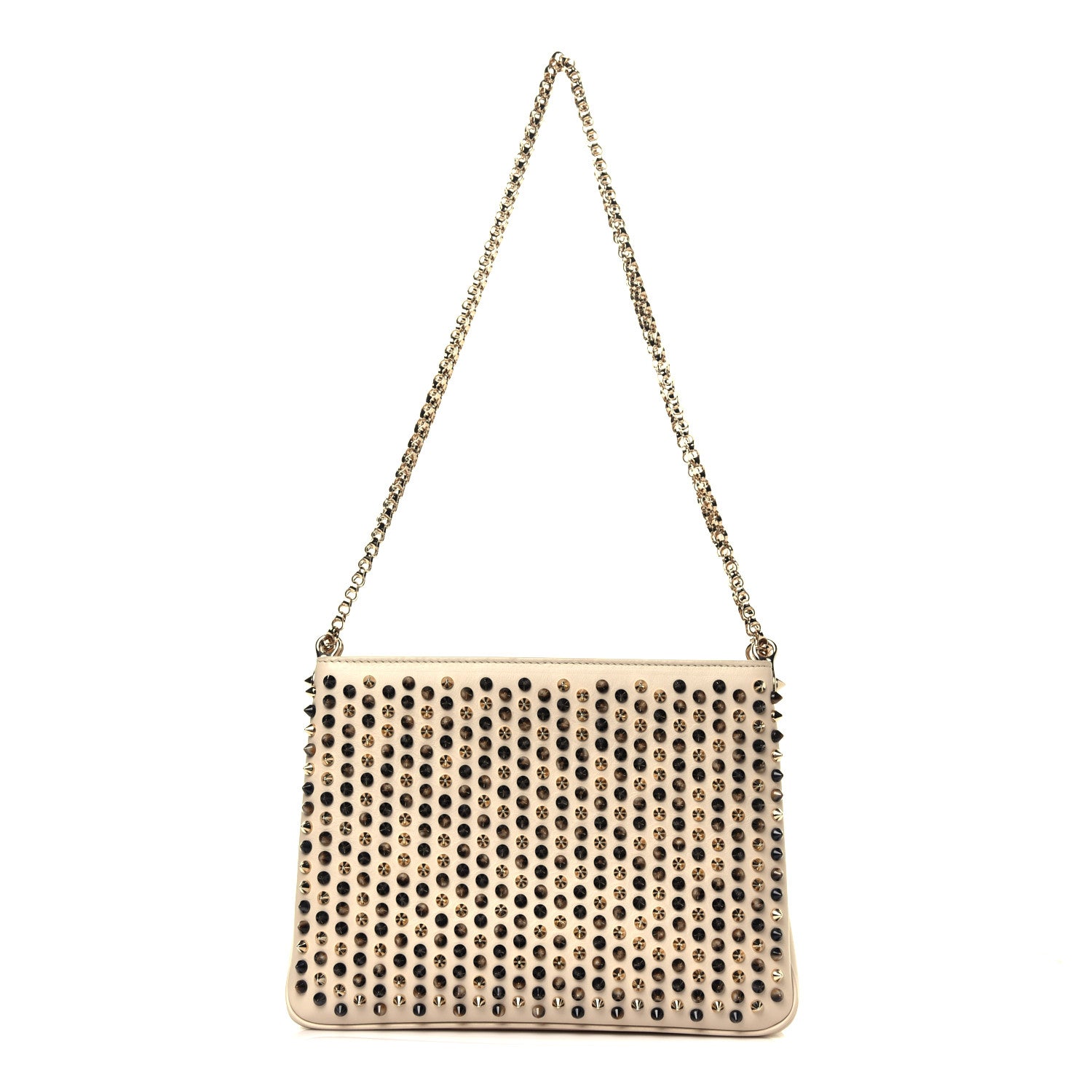 Christian Louboutin Calfskin Large Triloubi Paris Spikes Chain Bag Beige 1 of 4