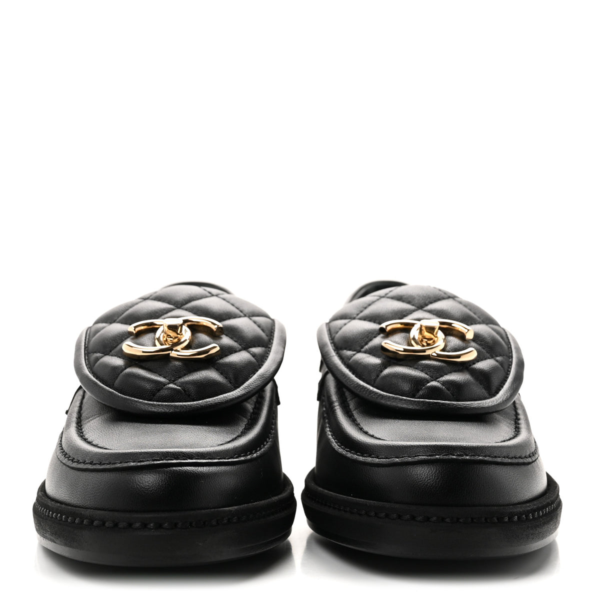 Chanel Lambskin Quilted CC Turnlock Loafers 36.5 Black 3 of 9