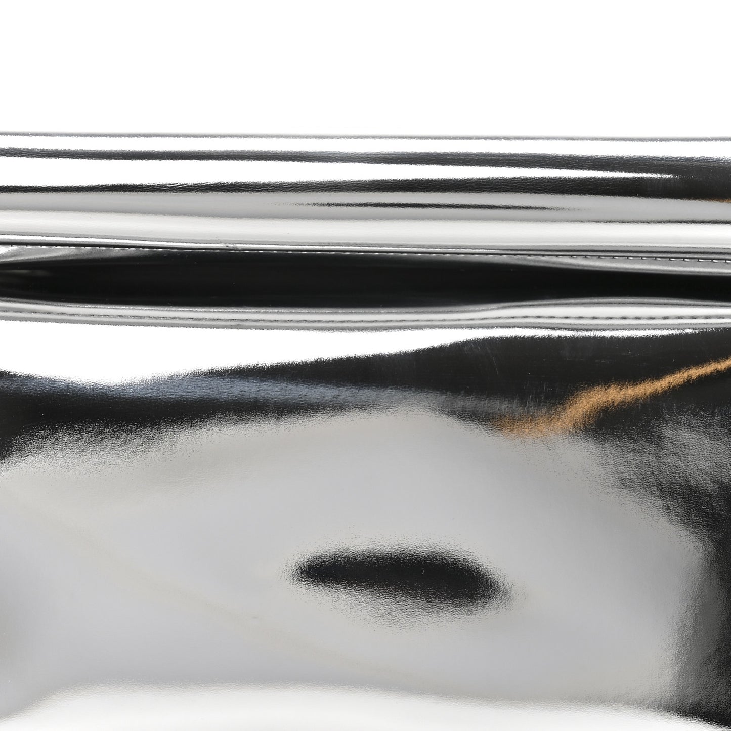 Metallic Patent Calfskin La Pochette Rond Carre Silver