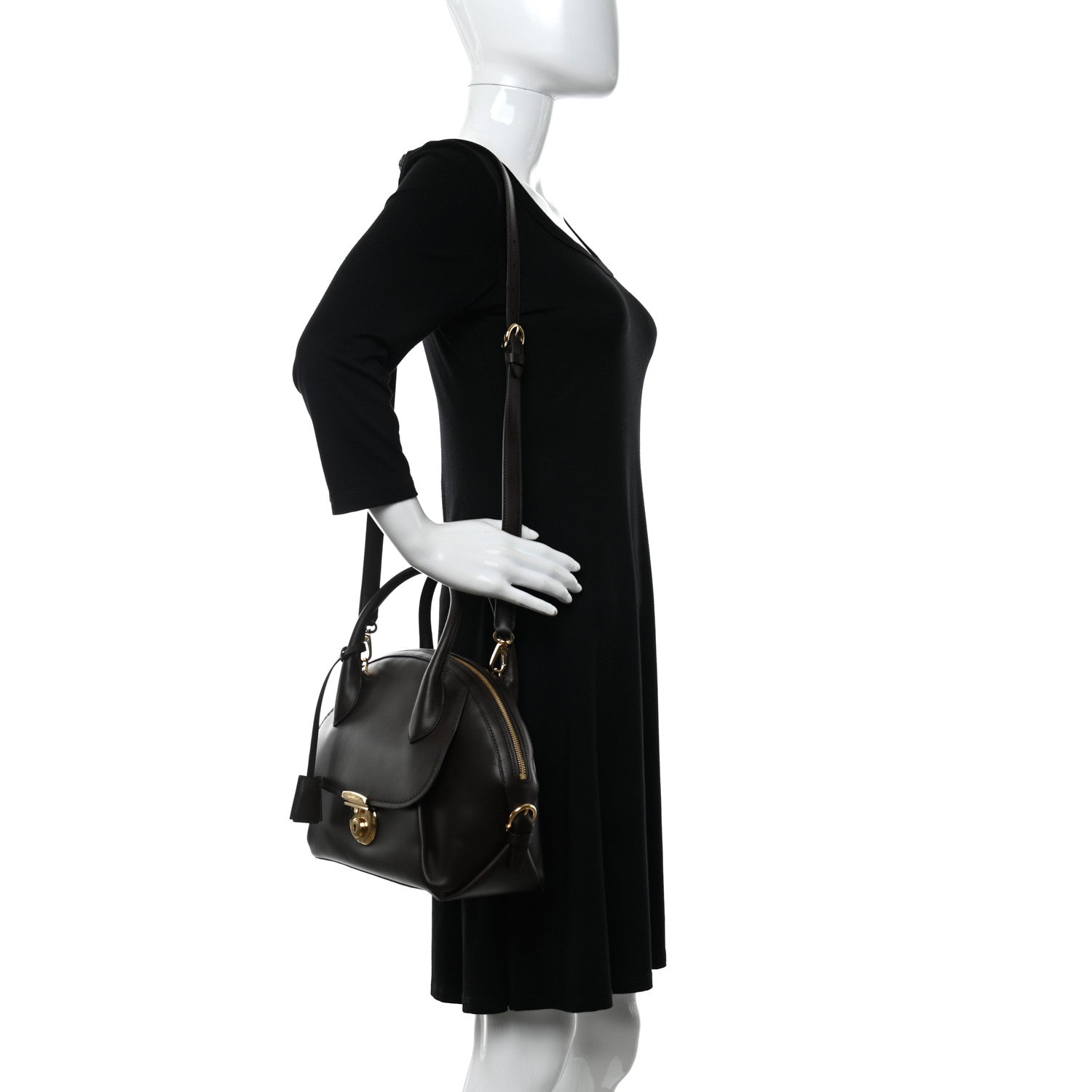 Salvatore Ferragamo Calfskin Fiamma Bag Brown 2 of 10