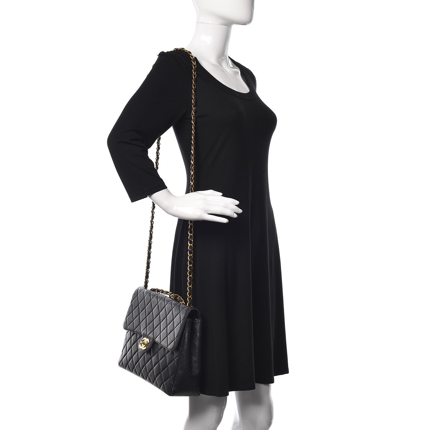 Chanel Lambskin Quilted Jumbo Single Flap Black 2 of 22