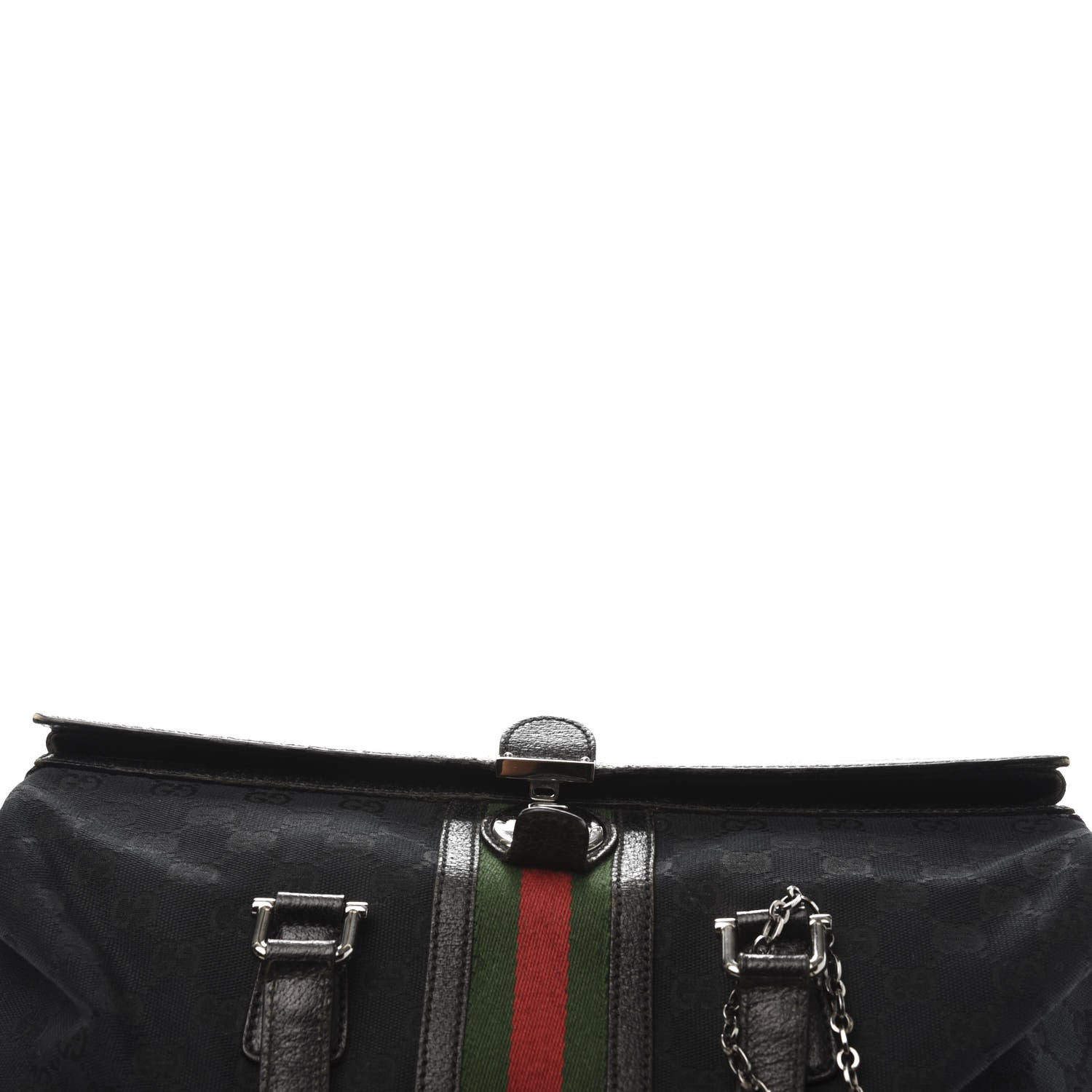 Gucci Monogram Web Large Treasure Boston Tote Black 22 of 25