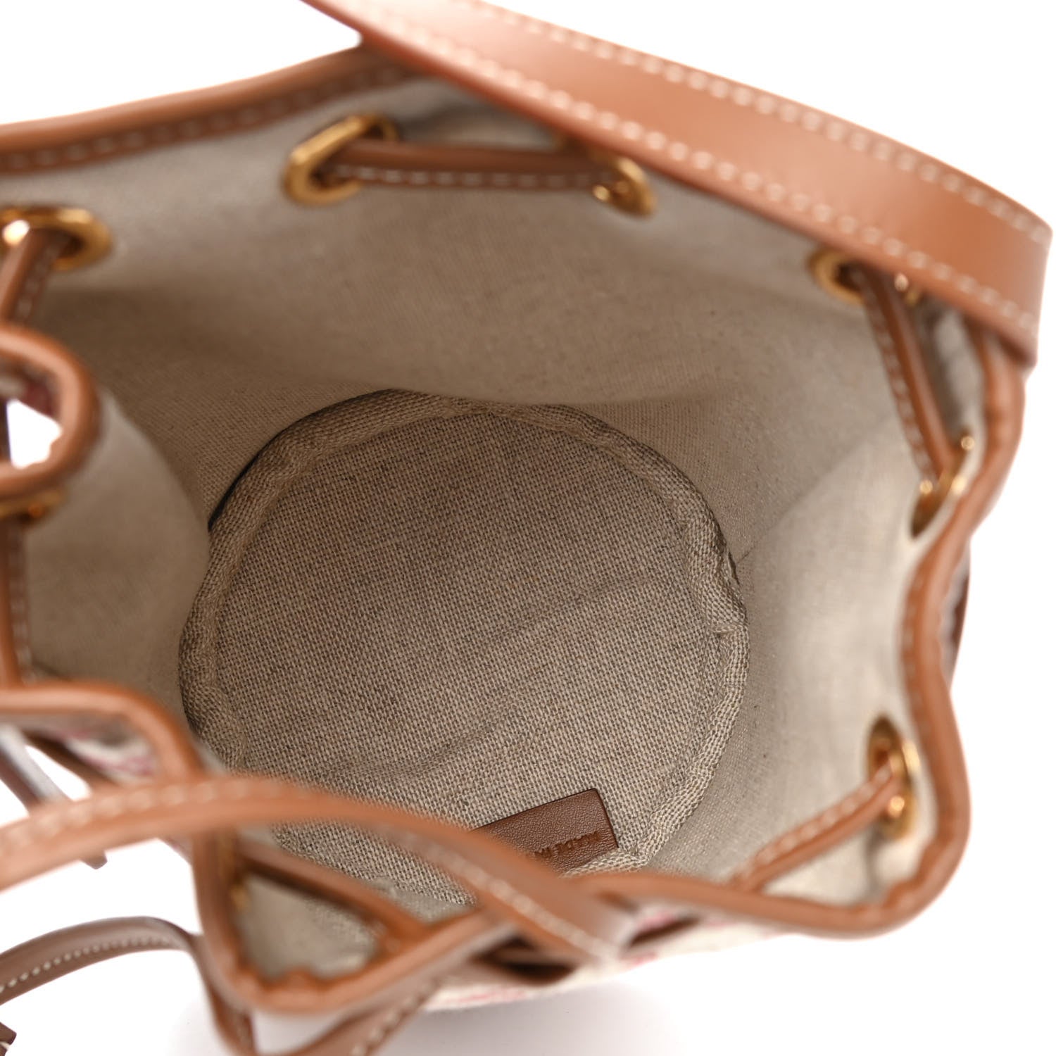 Celine Canvas Calfskin Triomphe Embroidered Bucket Bag Fox Red 5 of 9