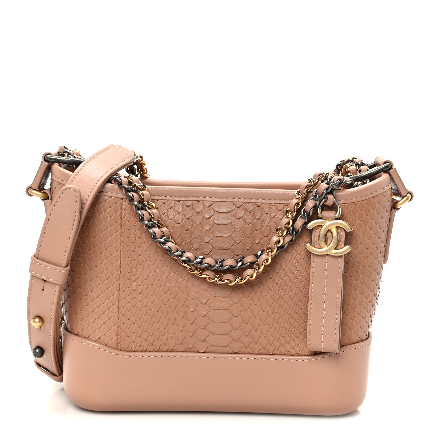 Snakeskin Small Gabrielle Hobo Pink