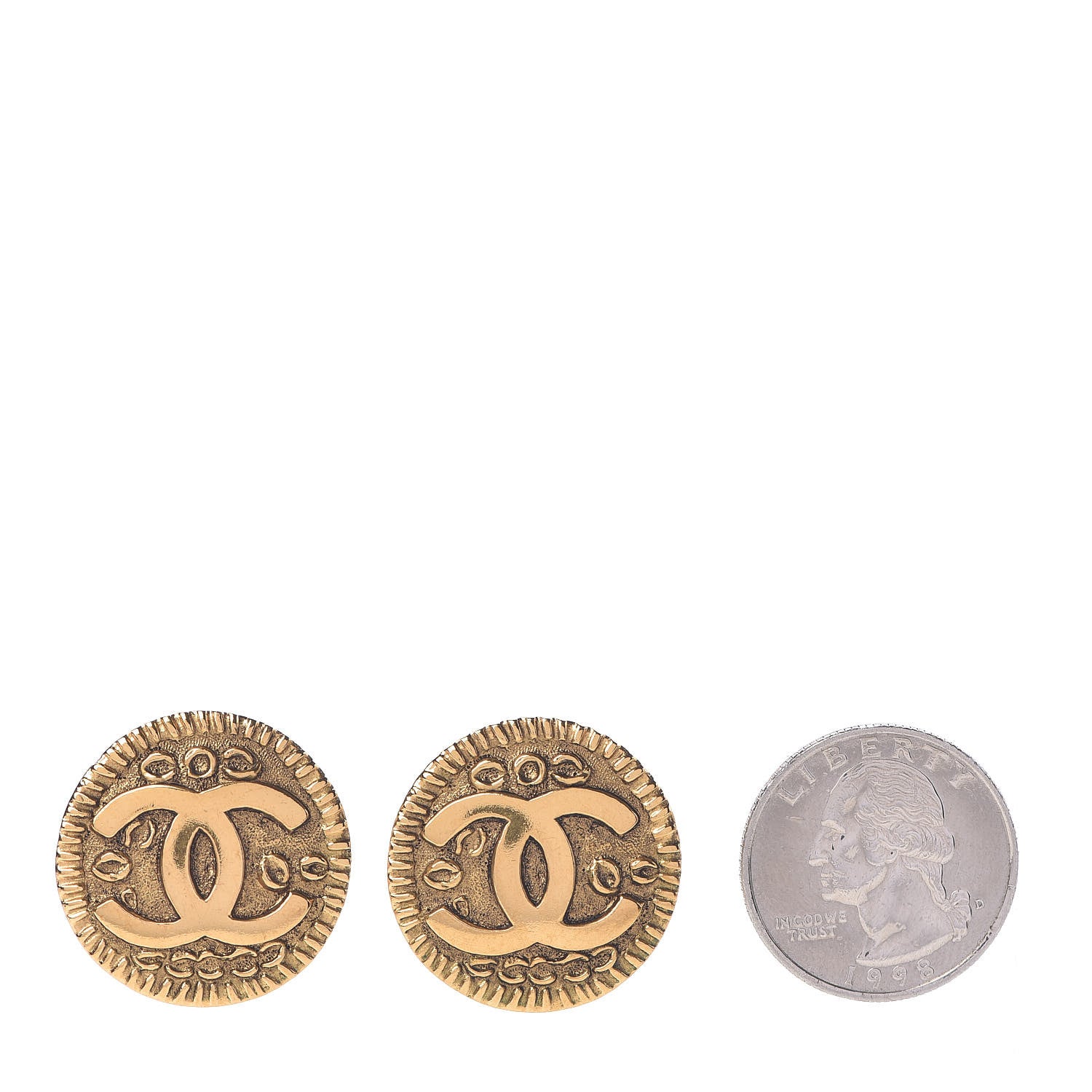 Chanel CC Button Clip On Earrings Gold 2 of 4