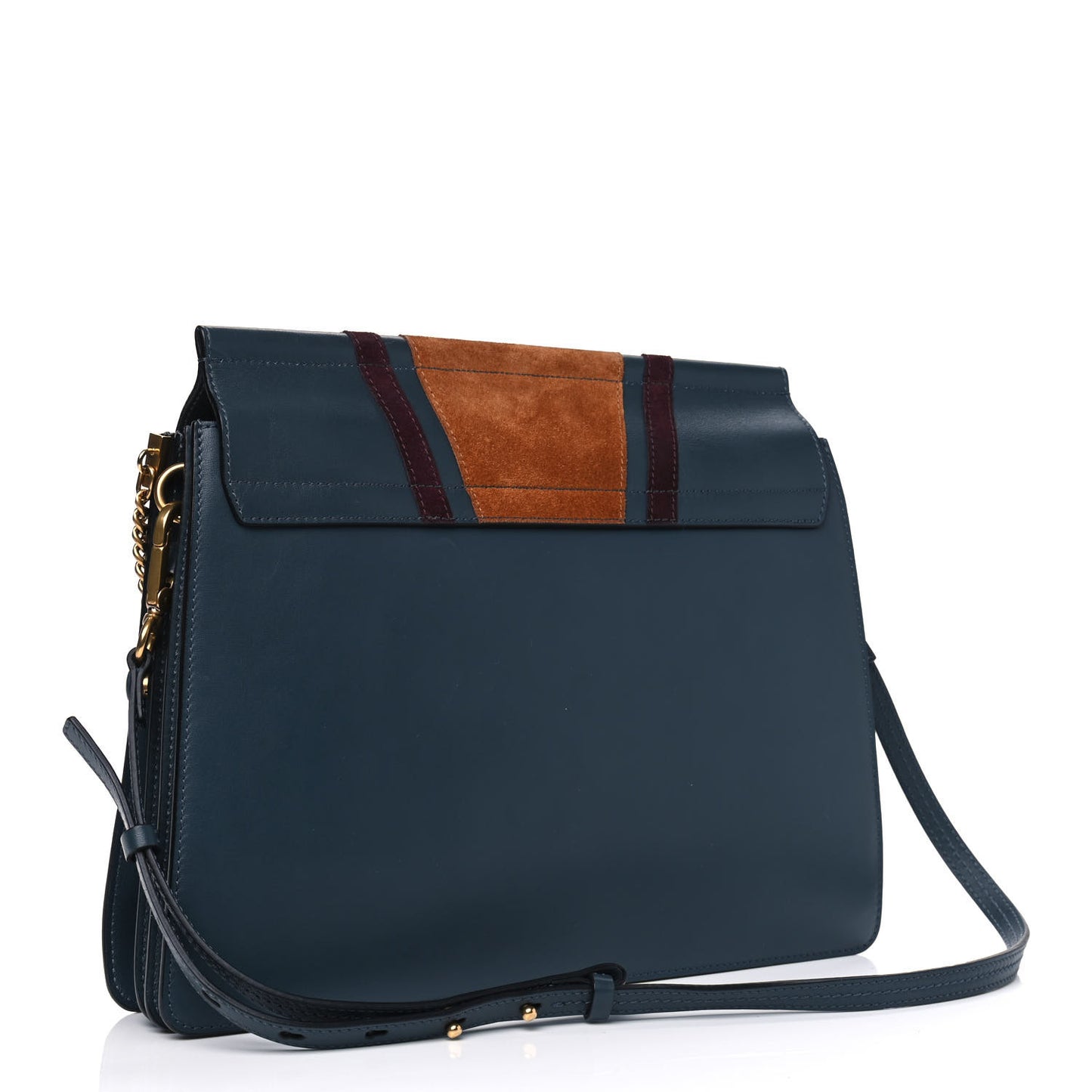 Calfskin Suede Patchwork Medium Faye Shoulder Bag Blue
