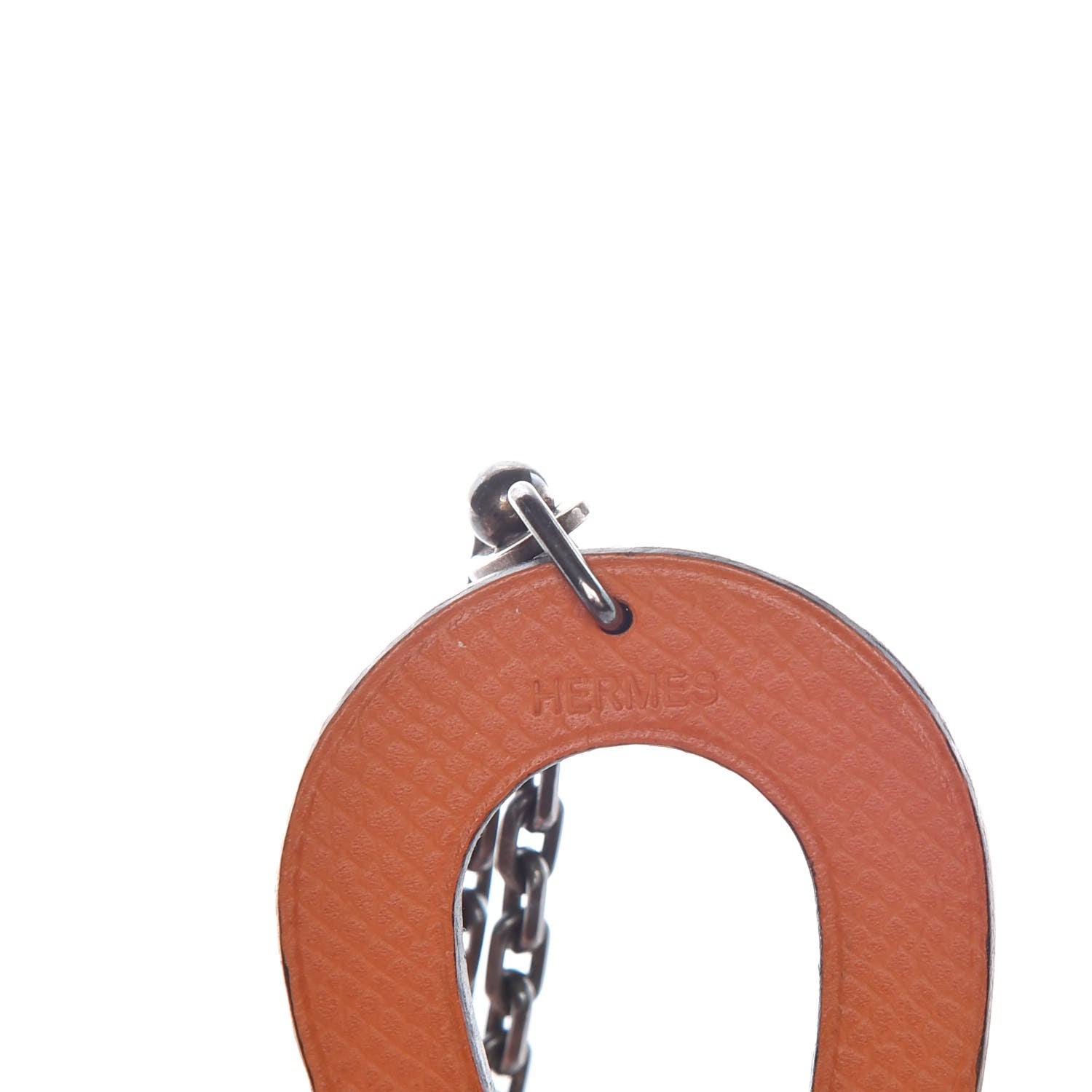 Hermes Epsom Lucky Horseshoe Bag Charm Graphite Orange 3 of 4