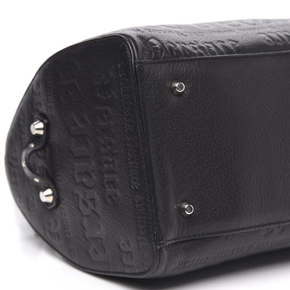 Versace Calfskin Studded Logo Embossed Satchel Black 7 of 9