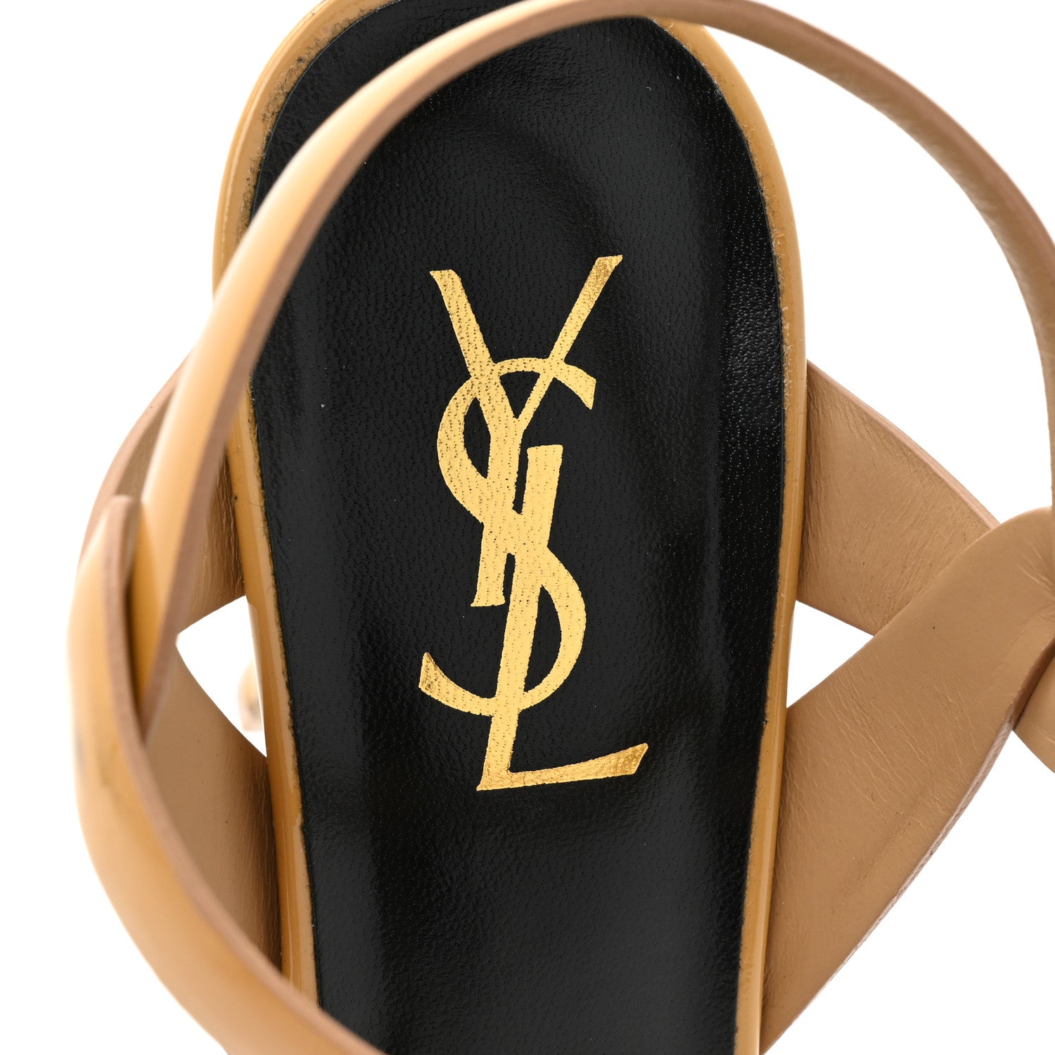 Saint Laurent Patent Tribute 75 Platform Sandals 39.5 Nude Powder 7 of 15