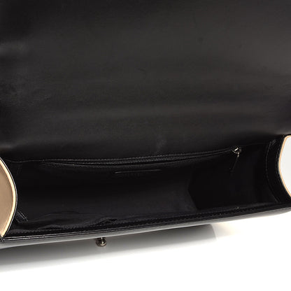 Chanel Lambskin Quilted Large Boy Flap Beige Black 5 of 16