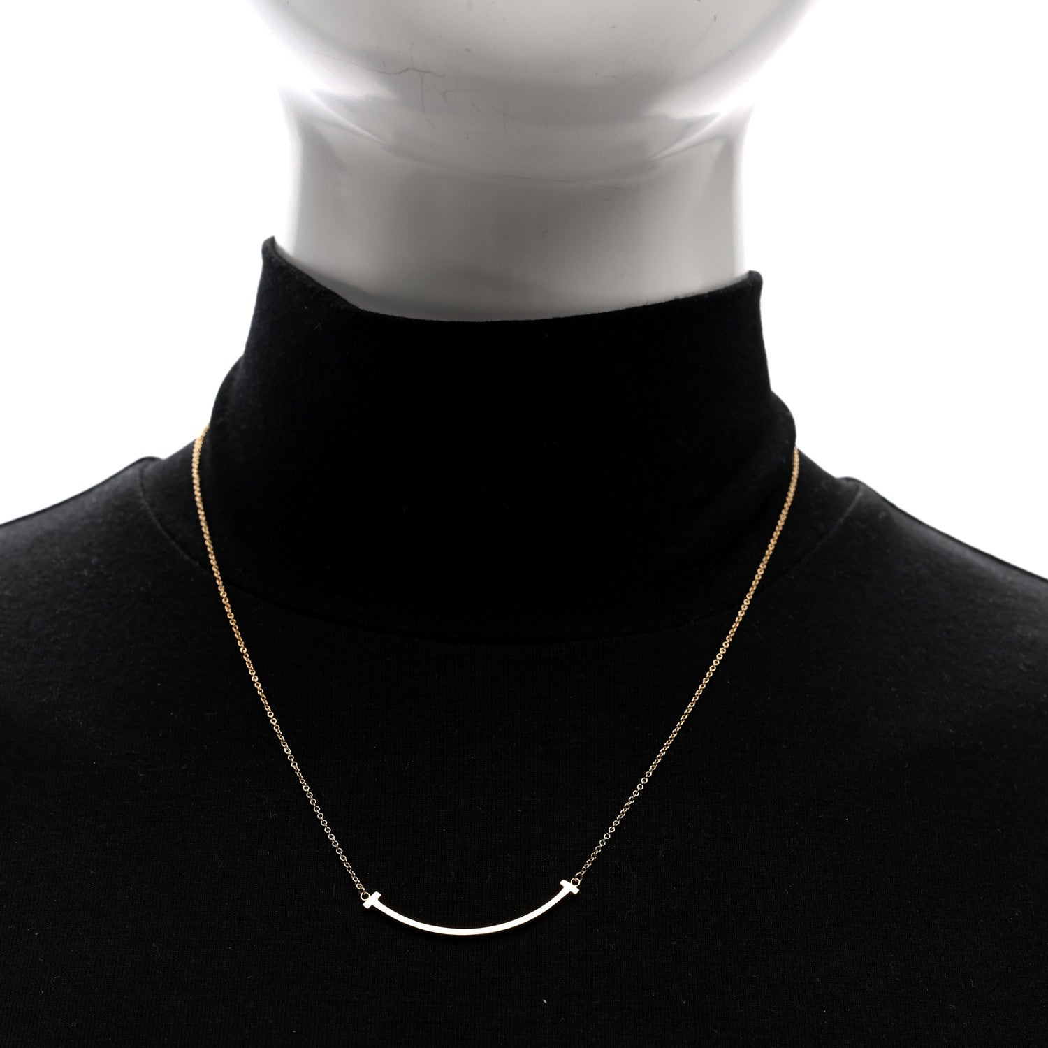 Tiffany 18K Rose Gold Small T Smile Pendant Necklace 3 of 4